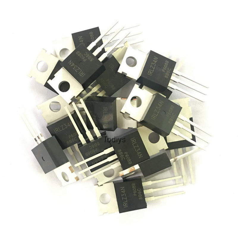 Todiys New 15Pcs for IRLZ34 IRLZ34NPBF 30A 55V TO-220 IR N-Channel Power Mosfet Transistor IRLZ34N