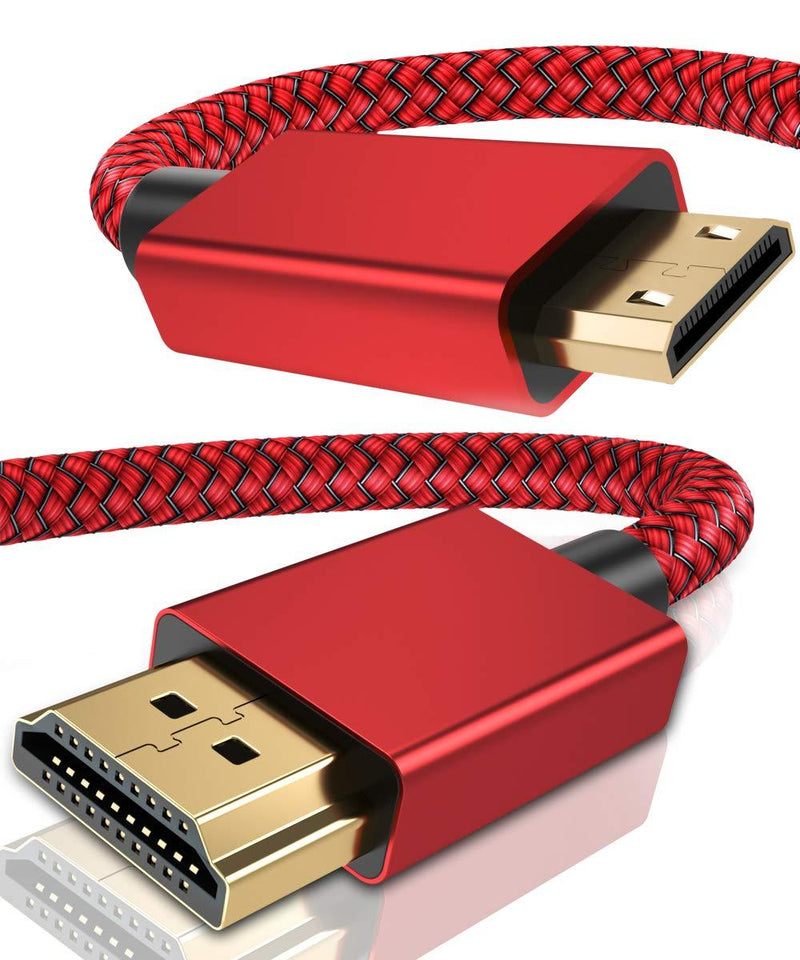 Elebase Mini HDMI to HDMI Cable 10 FT,4K 60Hz Mini HDMI Cord Compatible for DSLR Camera,Camcorder,Graphics Video Card,Laptop,Pico Projector,Raspberry Pi Zero W,Neogeo Red