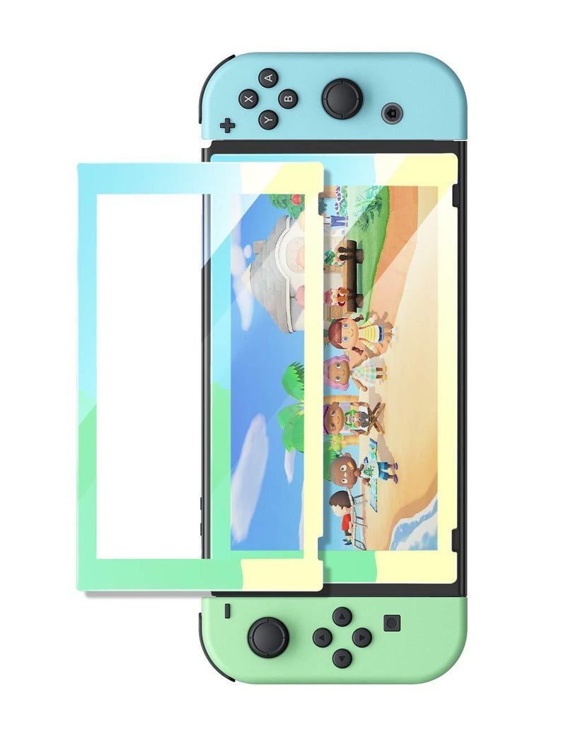 UGREEN Switch Screen Protector for Nintendo Switch Tempered Glass Screen Animal Crossing Color Border with Transparent HD Anti-Scratch(Blue/Green/Yellow)