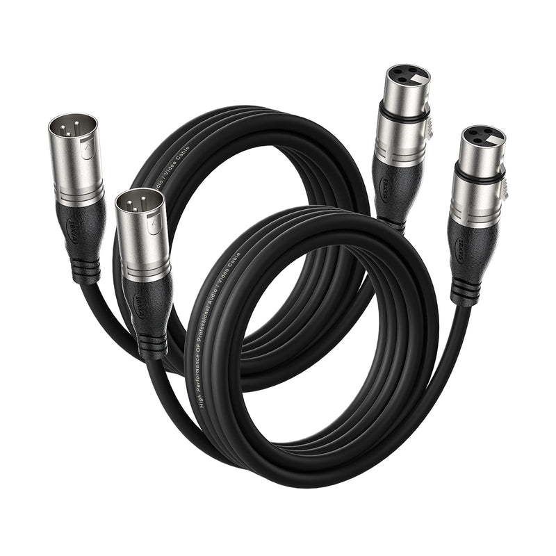 EBXYA XLR Microphone Cables 3ft 2 Packs- 3 Pins XLR Male to Female Mic Balanced Cable, Black 3 Feet&2 Packs