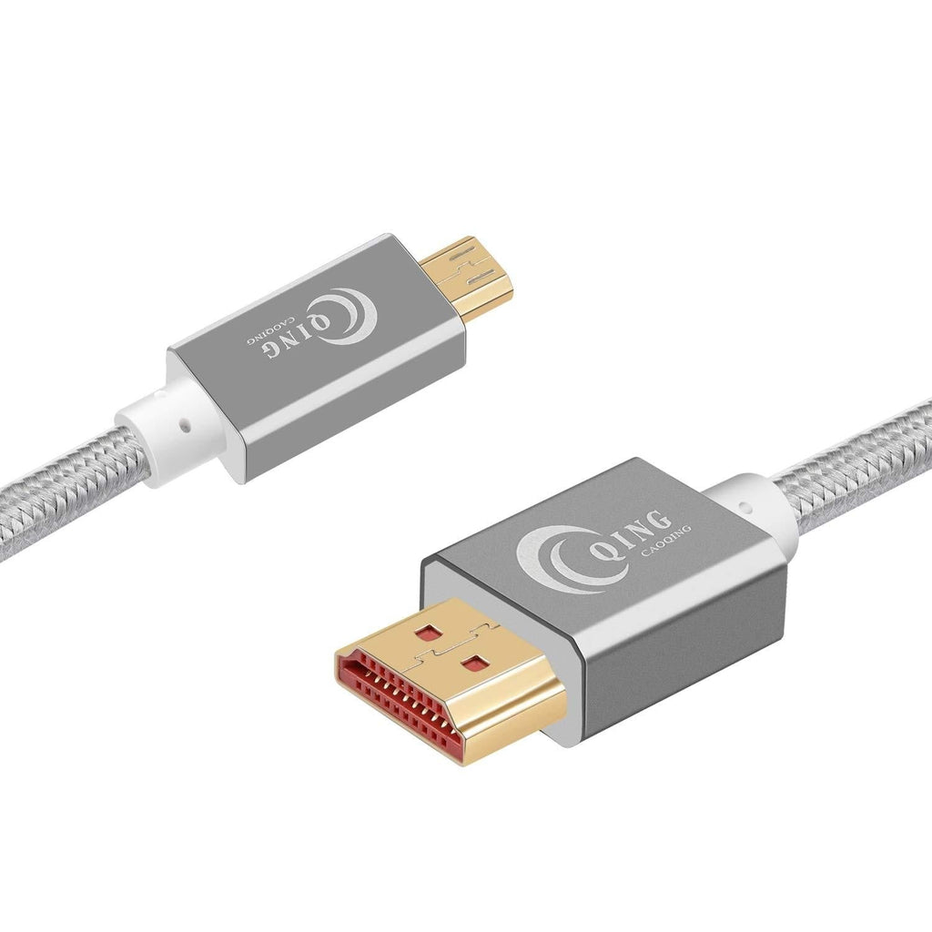 QING CAOQING Micro HDMI to HDMI Cable (Male to Male), Supports 4K, Ethernet, 3D and Audio Return (2M) 2M