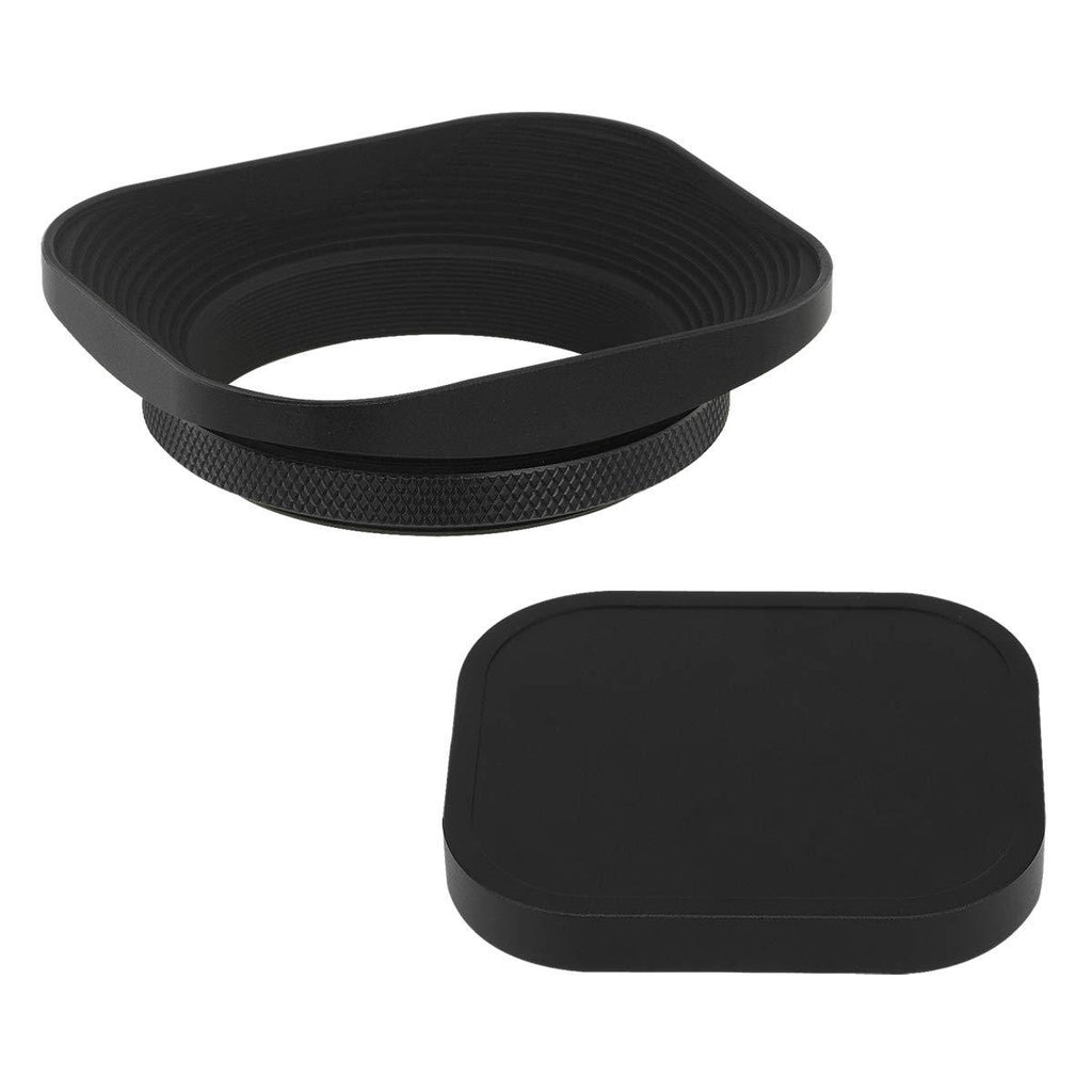 Haoge LH-E2T 49mm Square Metal Screw-in Lens Hood with Cap for Sony RX1 RX1R RX1RII Camera, Sony E 20mm f2.8, 28mm f2, 30mm f3.5, 35mm f1.8, 50mm f1.8, TE 24mm F1.8, 55mm F1.8, TFE 35mm F2.8 Lens