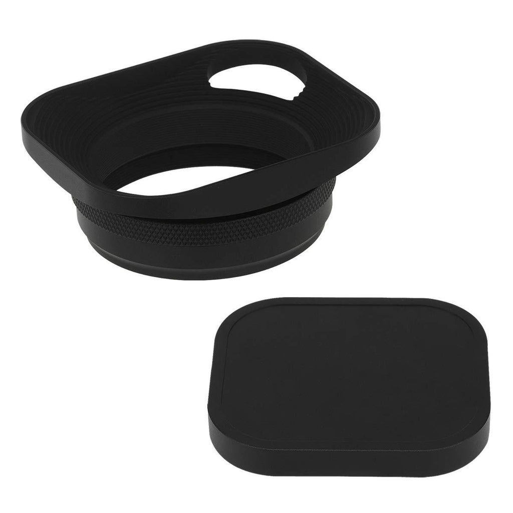 Haoge LH-E3P Square Metal Lens Hood Hollow Out Designed with 49mm Adapter Ring with Cap for Fujifilm Fuji FinePix X100 X100S X100T X70 X100F X100V Camera Replaces LH-X100 AR-X100 LH-X70 Black