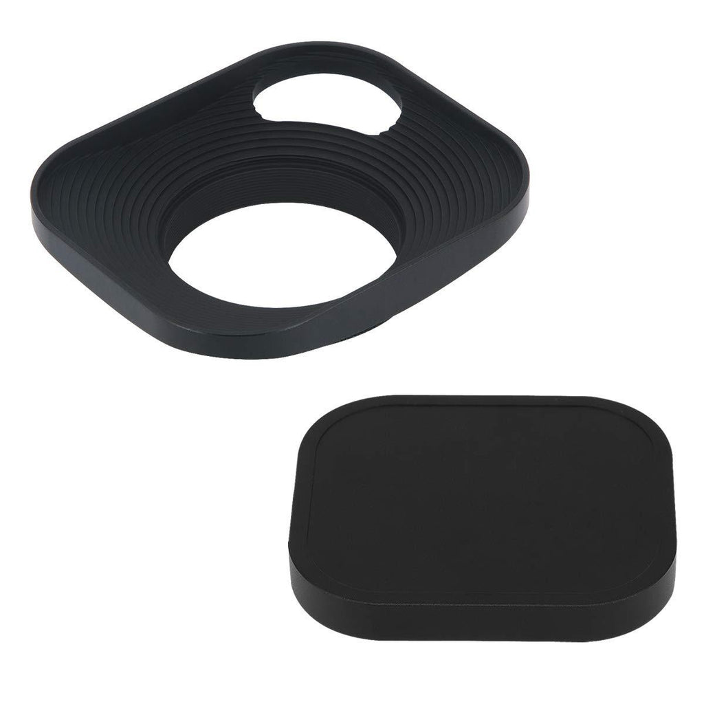 Haoge LH-B39P 39mm Square Metal Screw-in Lens Hood Hollow Out Designed with Cap for Leica Rangefinder Camera with 39mm E39 Filter Thread Lens Black