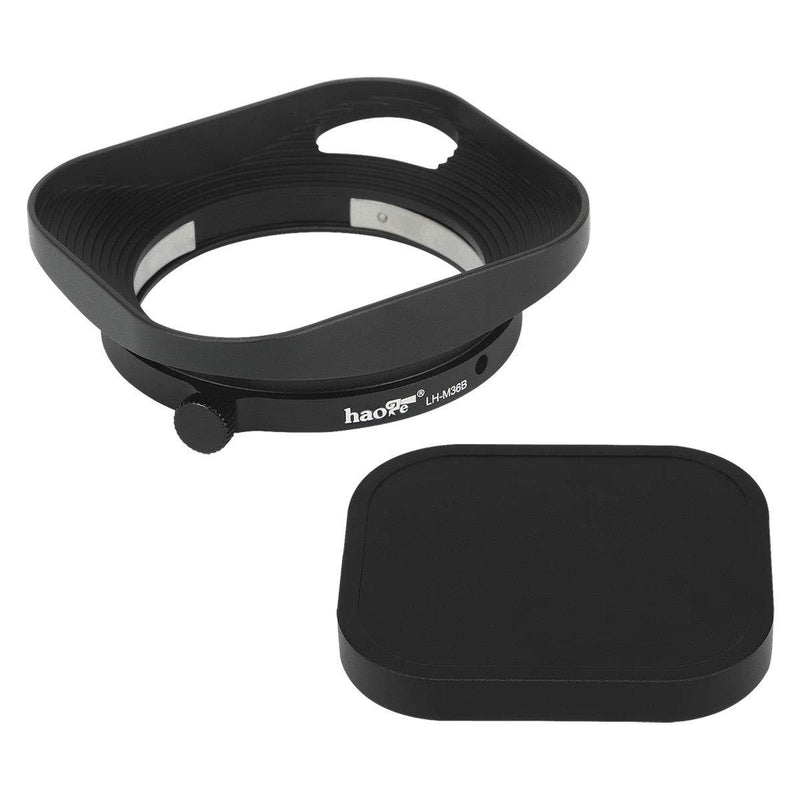 Haoge LH-M36B Square Metal Lens Hood Hollow Out Designed with Cap for Leica Summicron 35mm f2, Summicron M 35mm f2, Summicron-M 35mm f2 ASPH and Elmarit-M 28mm f2.8 ASPH Lens Black