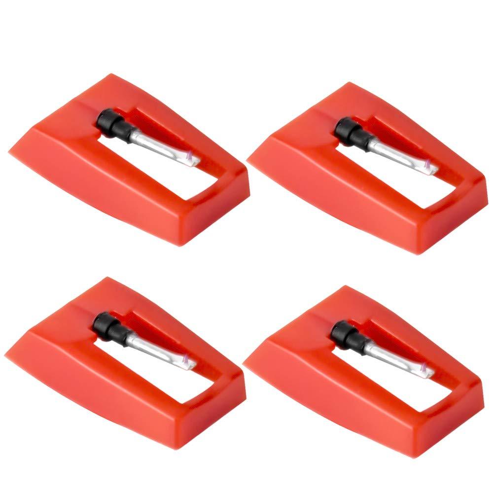 [AUSTRALIA] - 4PCS Record Player Needles, Universal Ceramic Ruby Phonograph Needles, Are Used for Vinyl Record Player, LP Record Player and Phonograph Turntable Needle Substitutes. Red 