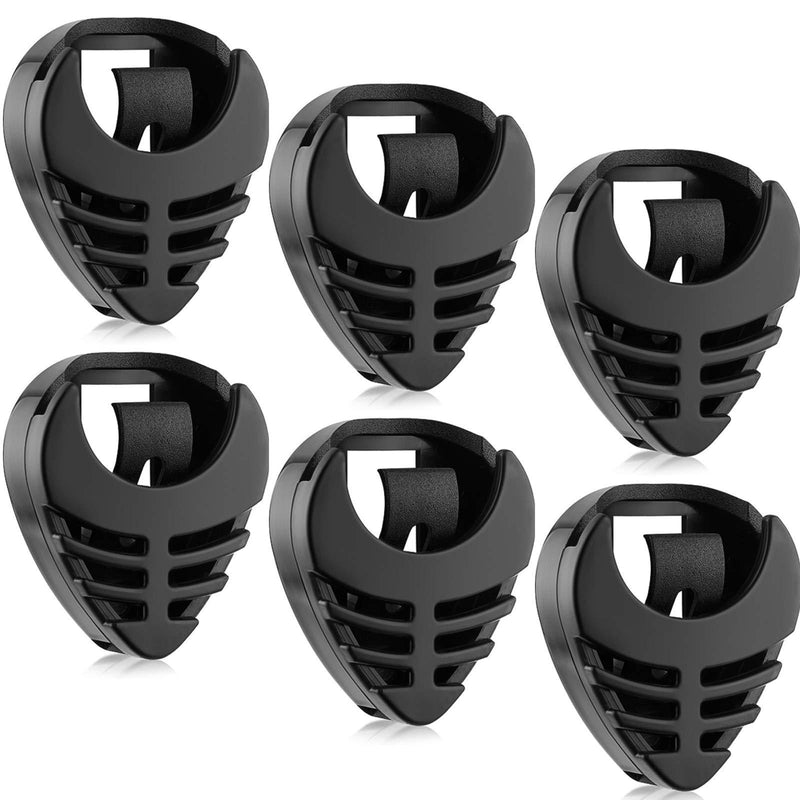 6 Pieces Pick Holder Stick-on Guitar Pick Holder Black Plastic Easy to Paste on the Guitar with Adhesive Back and Spring Guitar Accessories Convenient Picks Placement for Acoustic Guitar Bass Ukulele