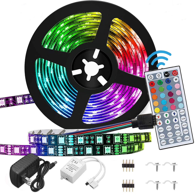[AUSTRALIA] - Led Strip Lights Waterproof 16.4FT / 5M Flexible Color Changing RGB 5050 led Strip Light Kit with 44 Keys IR Remote Controller and 12V Power Supply for Bedroom Home Kitchen DIY Decoration (16.4) 16.4 