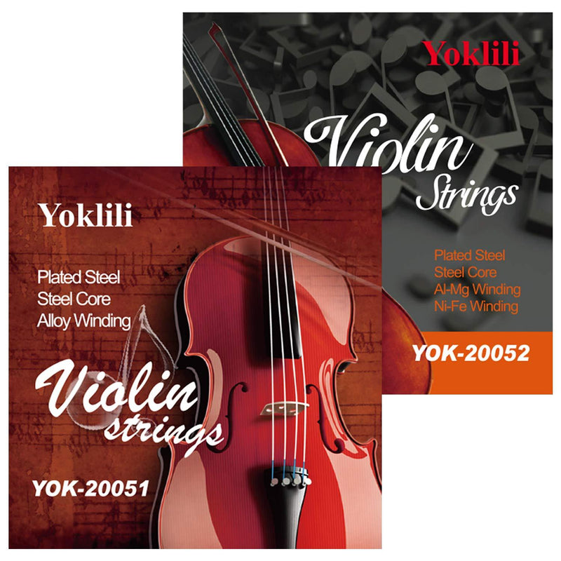 2 Pack Violin Strings, Full Size 4/4 Scale Solid Steel Core String with Ball End E A D G