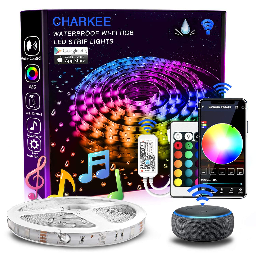 [AUSTRALIA] - Led Strip Lights, Charkee Smart Led Lights, 16.4ft RGB Color Changing Light with Remote and Power Supply, Work with Alexa and Google Assistant for Room, Bedroom, Kitchen 