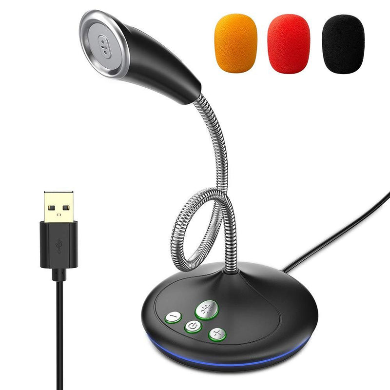 [AUSTRALIA] - USB Computer Microphone, Plug & Play Desktop Gooseneck Mic Omnidirectional Condenser for Windows and Mac,Volume Button with LED Indicator Ideal for YouTube,Skype,Games,Studio Recording-1.5m/5ft 