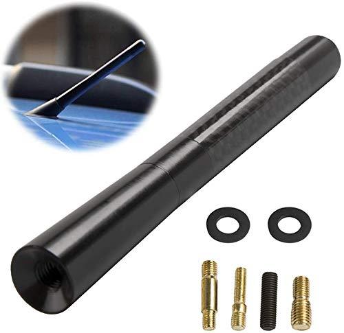 AXECO Universal 4.7" Carbon Fiber Short Antenna Mast Vehicle Car AM/FM Radio Aluminum Black Aerial Stubby Topper Replacement