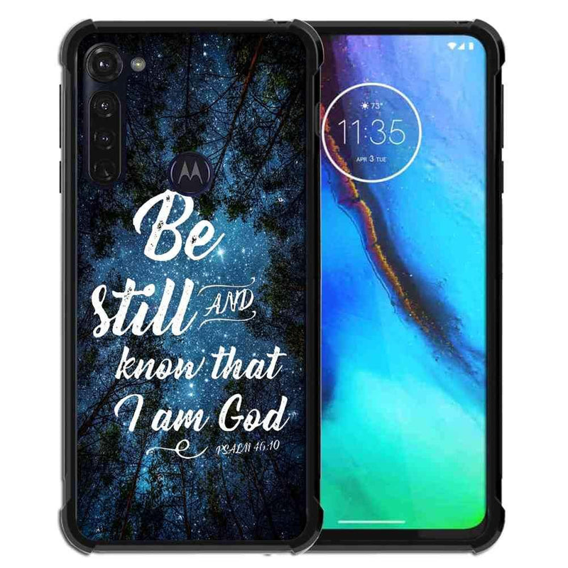 Phone Case for Motorola Moto G Stylus Case (2020) for Girls Bible Verse Blue Magic Fairytale Forest, ABLOOMBOX Anti Scratch Slim Bumper Shockproof Protective Case Cover Reinforced Corners Psalm 46:10 Be Still and Know That I am God