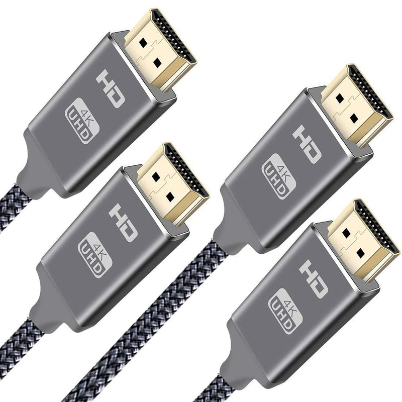 4K HDMI Cable 6.6 ft,2-Pack High Speed 18Gbps HDMI 2.0 Cable, 4K HDR, 3D, 2160P, 1080P, Ethernet - Braided HDMI Cord 32AWG, Audio Return(ARC) Compatible UHD TV, Blu-ray, PS4, PS3, PC, Projector 6.6ft Grey