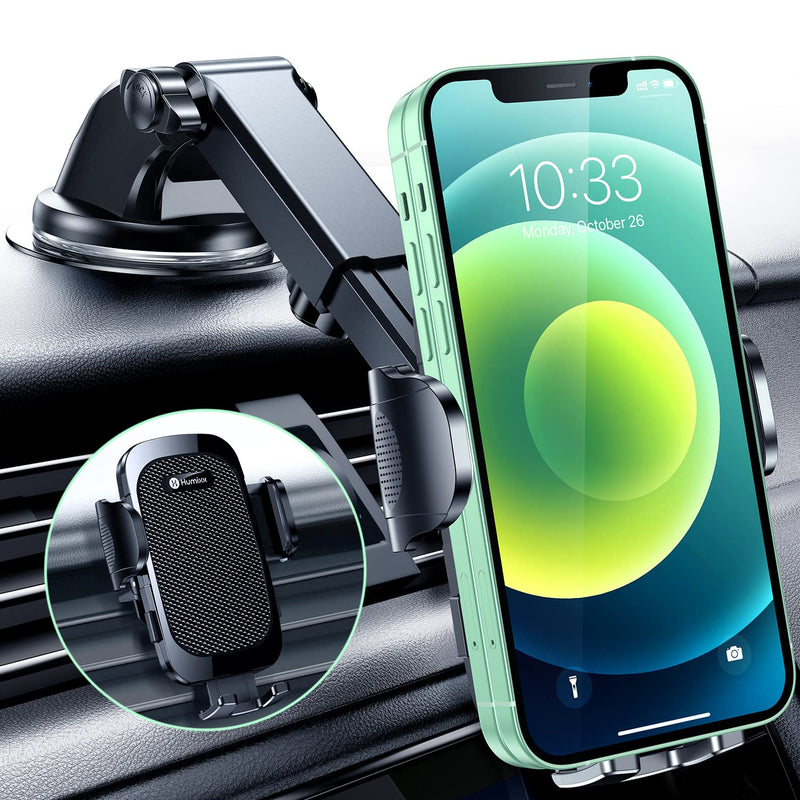 [AUSTRALIA] - Humixx Car Phone Holder Mount [Military-Grade Super Suction & Stable] Universal Hands-Free Cell Phone Holder for Car Dashboard Windshield Air Vent Car Mount for iPhone Samsung All Smartphones & Cars Black 