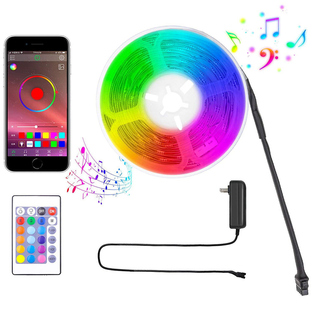 [AUSTRALIA] - 5050 SMD RGB LED Flexible Strip Lights with Music Sync,Timed Mode Rope Lighting Color Changing with IR Remote Controller & APP Bluetooth Control(16.4FT-Bluetooth) 16.4FT-Bluetooth 