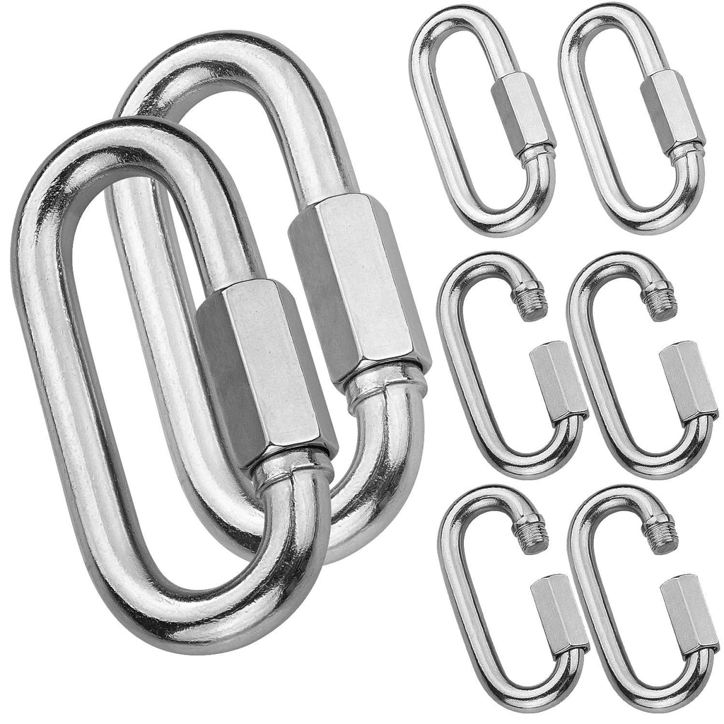 8Pack Quick Link, Stainless Steel Oval Locking Carabiner, Heavy Duty 1/4Inch Carabiner Clips, 620lbs Capacity Quick Chain Links for Camping, Hiking, Swing, Hammocks, Outdoor and Gym