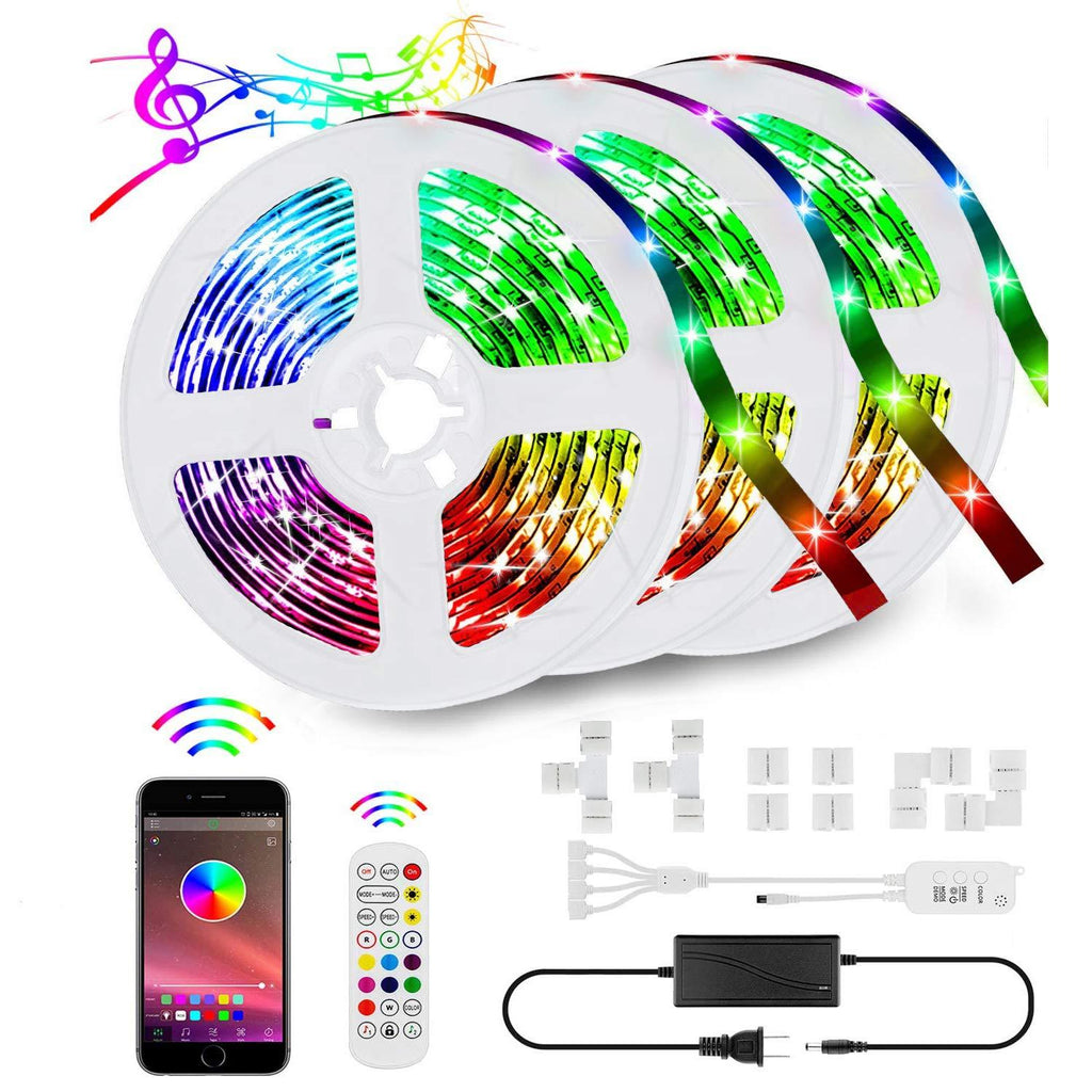[AUSTRALIA] - LED Strip Lights 50ft/15M,LED Light Strip Music Sync Color Changing 5050 RGB Light Strips for Room with Bluetooth Remote Controlled LED Lights for Bedroom TV, Party, Home 15M/50FT 