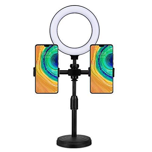 16CM Selfie Ring Light, Multifunction LED Ring Light with Stand Phone Holder for Live Streaming, YouTube Video/Photography. Makeup Camera Ring Light with 3 Light Modes.