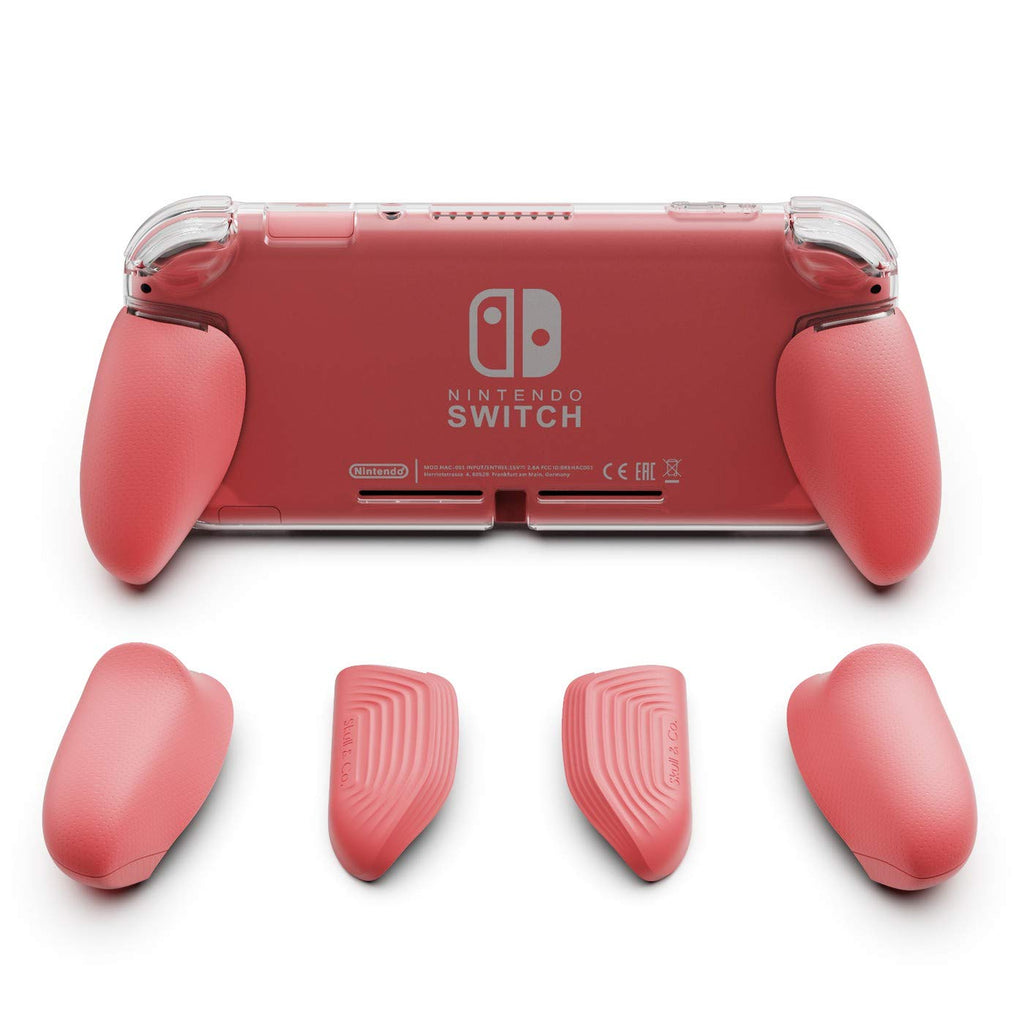 Skull & Co. GripCase Lite: A Comfortable Protective Case with Replaceable Grips [to fit All Hands Sizes] for Nintendo Switch Lite [No Carrying Case]- Coral GripCase Lite ONLY