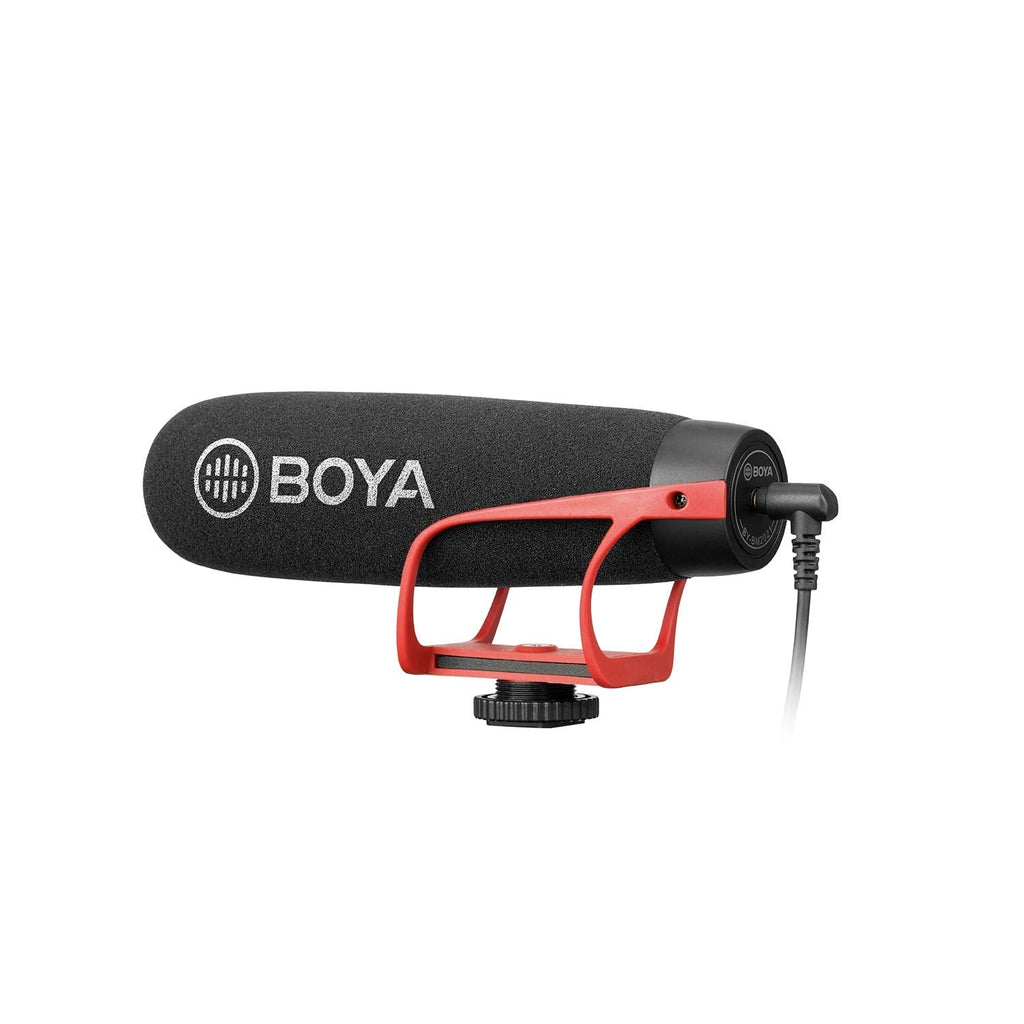 BOYA BY-BM2021 Shotgun-Mic Video Microphone Condenser On-Camera Mic for Smartphone DSLR Camera, Camcorder, Interview Broadcasting Live Stream Video Recording Red