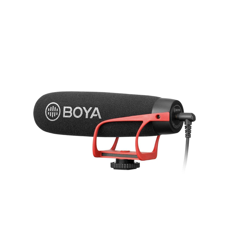 BOYA BY-BM2021 Shotgun-Mic Video Microphone Condenser On-Camera Mic for Smartphone DSLR Camera, Camcorder, Interview Broadcasting Live Stream Video Recording Red