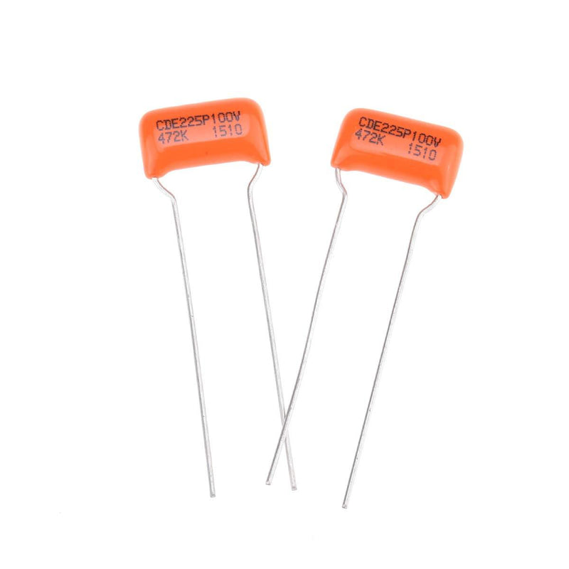 CDE Sprague Orange Drop Capacitors Tone Caps Polyester Film .0047uF 225P 472K 100V for Guitar or Bass (Set of 2) 100V 0.0047uF