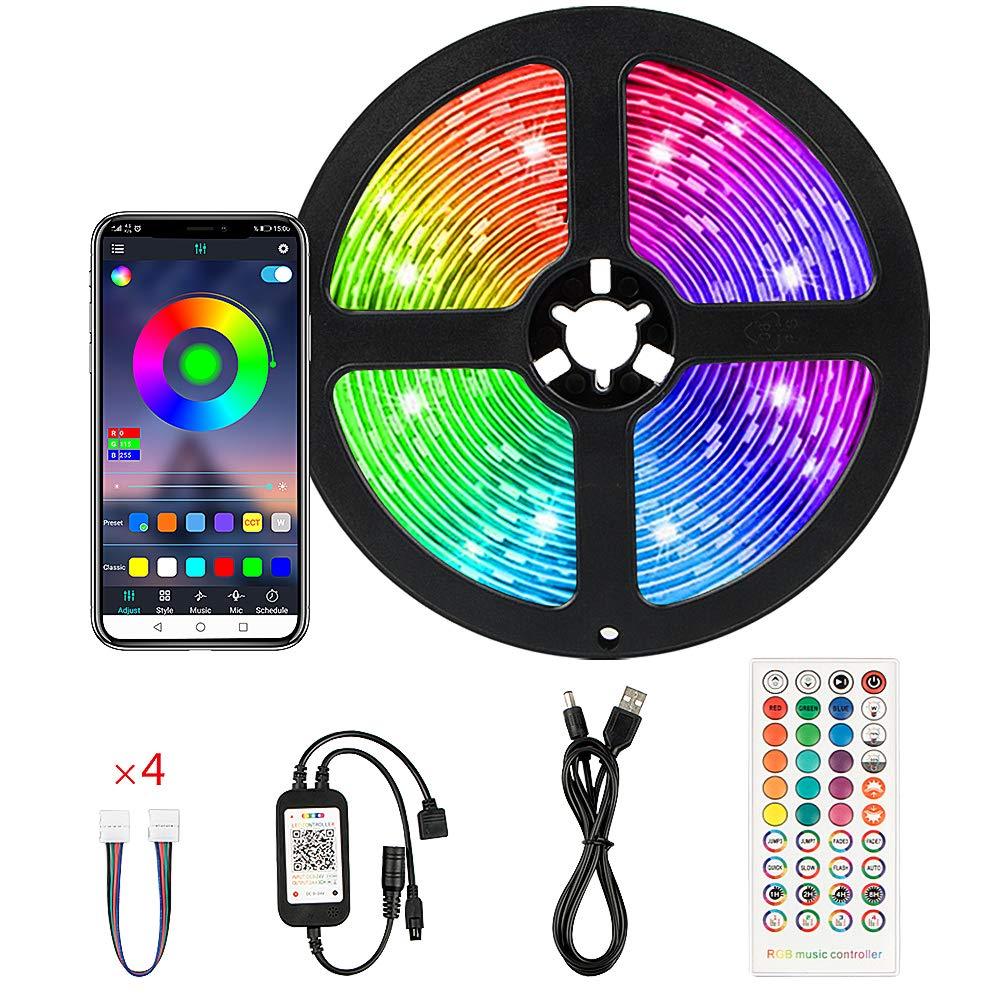 [AUSTRALIA] - LED Strip Waterproof,LED Lights for Bedroom,16 Million Colors with Phone App Controlled, Rope Lights for TV Home, Kitchen, Party, for iOS and Android (13.2ft, Black) 13.2ft 