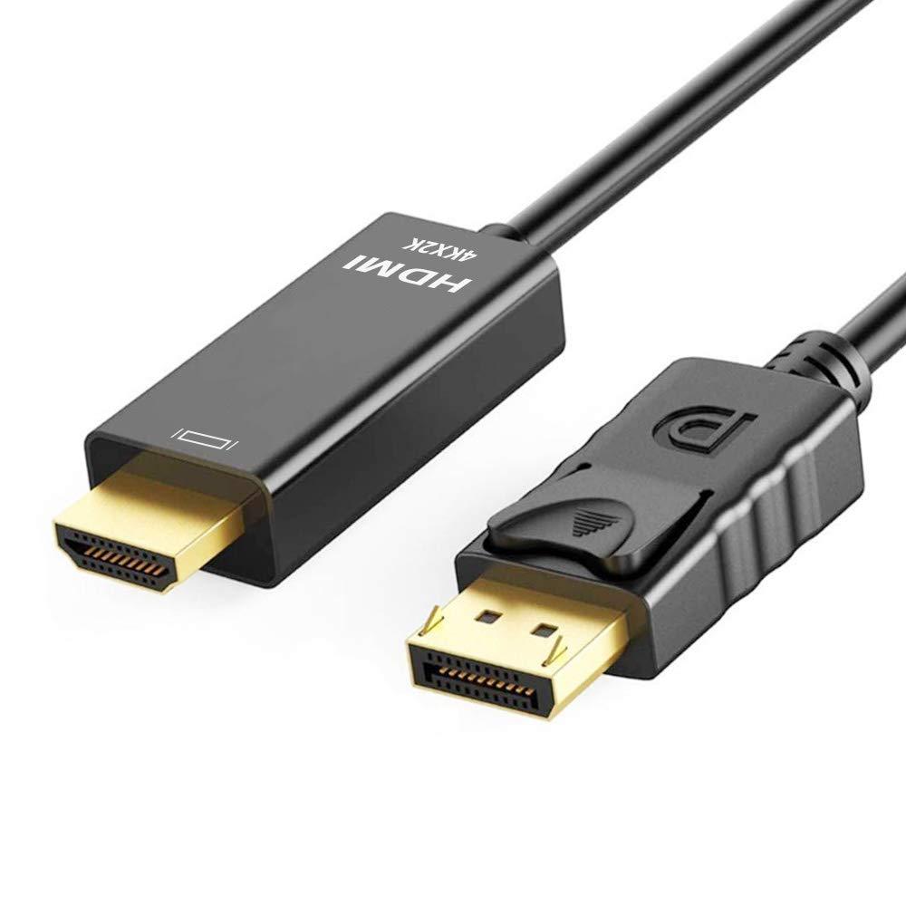 DisplayPort to HDMI Cable, QCEs Uni-Directional DP to HDMI Male Cable Adapter 6Ft 4K Video Cord for Desktops and Laptops to TV/Monitor/Projector Compatible with Lenovo, HP, ASUS, DELL, GPU, NVIDIA