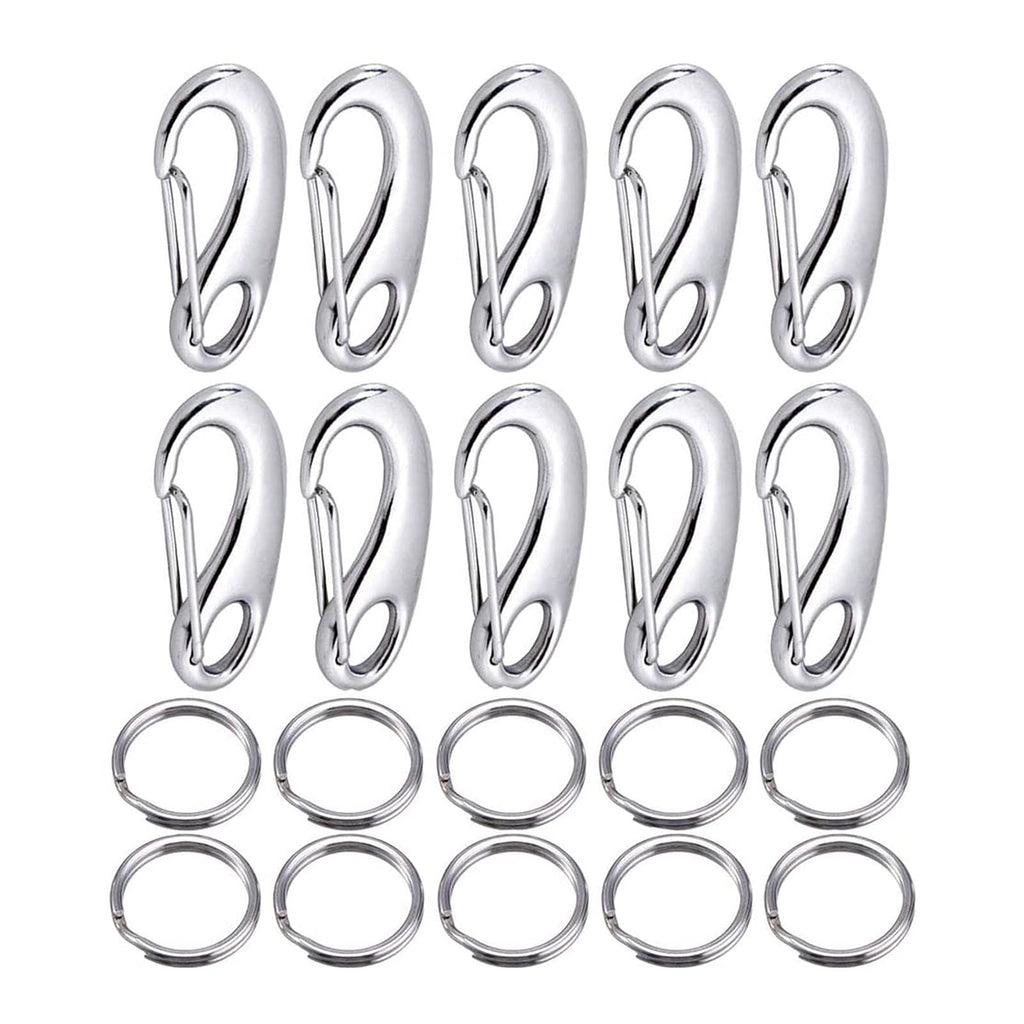 Abimars Small Carabiner Clip 2 Inch, 10 PCS Flag Pole Clips, 316 Stainless Steel Marine Clips for Ropes, Keychain Mini Carabiner, Snap Hooks for Dog Leashes, Camping, Sun Shade Sail, Fishing
