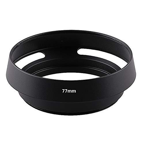 77mm Vented Curved Metal Lens Hood Compatible Fuji/Sony/Canon/Leica - Black Color