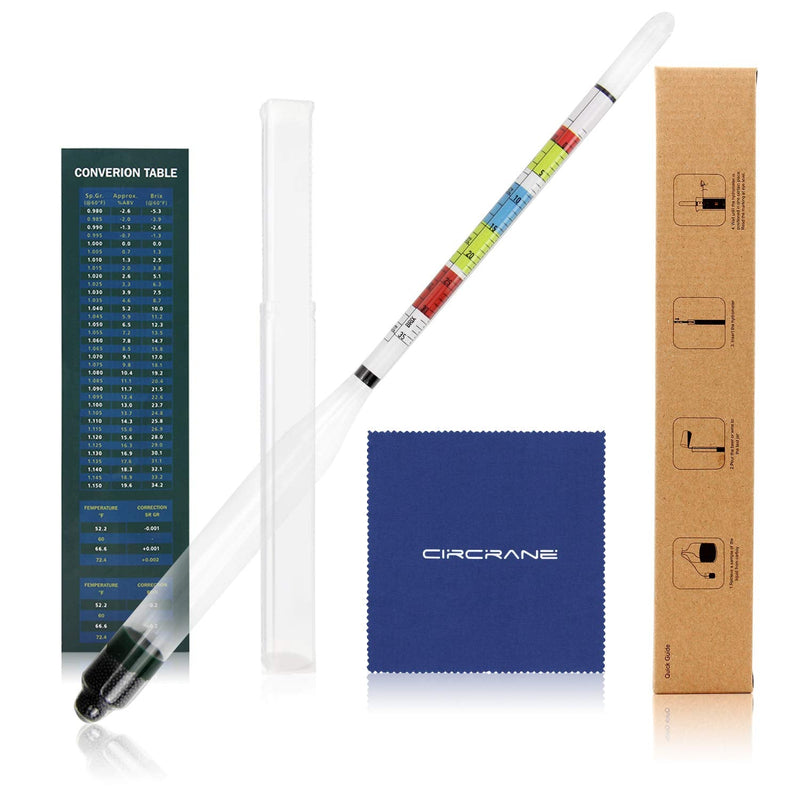 Circrane Triple Scale Hydrometer, Alcohol Hydrometer for Brew Beer, Wine, Mead and Kombucha, ABV, Brix and Gravity Test Kit, Home Brewing Supplies
