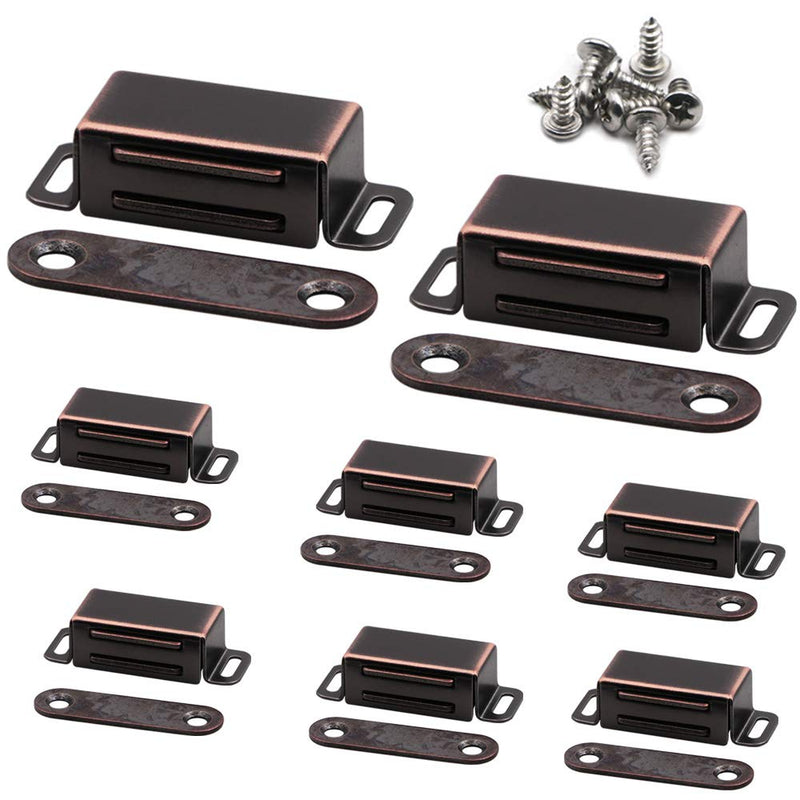Magnetic Door Catch, Heavy Duty Latch for Cabinets Shutter Closet Furniture Door, Stainless Steel Cabinet Catch, Oil Rubbed Bronze (8Pack) 8PCS