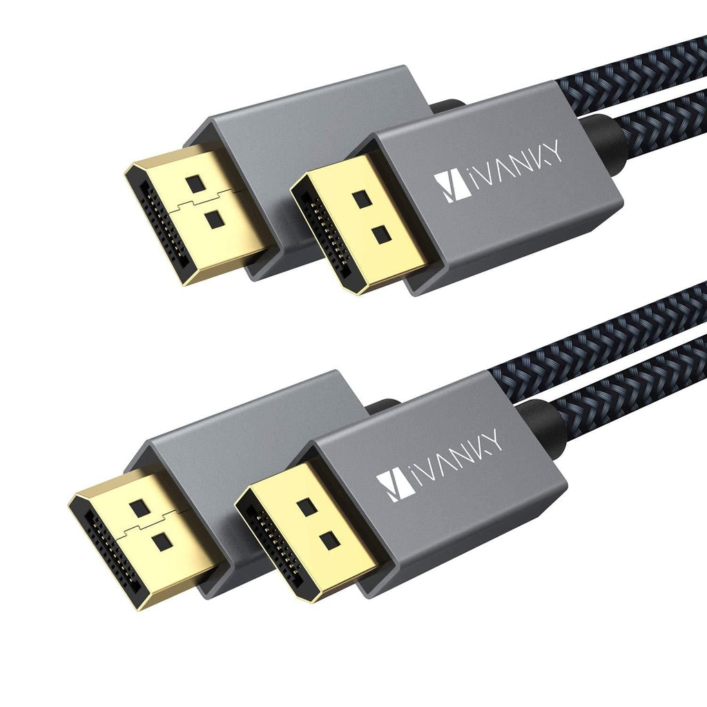DisplayPort 1.2 Cable [6.6ft, 2-Pack], iVANKY 4K DisplayPort to DisplayPort Cable Nylon Braided, High Speed DP Cable, Supports 2K@165Hz and 4K@60Hz, Compatible with PC, Laptop, TV - Grey 6.6 Feet