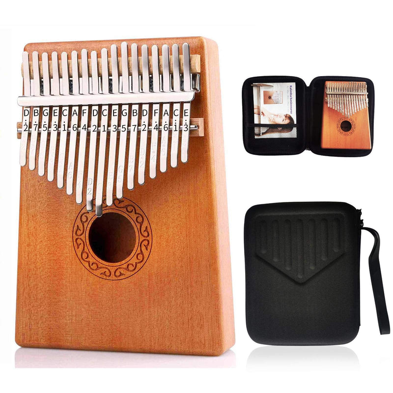 Kalimba Thumb Piano with Box Kalimba 17 Keys Finger Piano Gifts for Kids Adult Beginners African Solid Mahogany Wood Mbira Sanza Portable Musical Instrument with Tune Hammer and Study Instruction