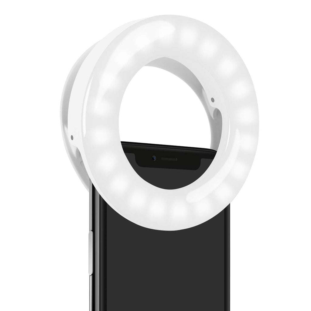 EMART Clip on Selfie Ring Light, Rechargeable LED Circle Lighting Portable Clip-on Selfie Fill Lights for iPhone/Android, Cell Phone Photography, Laptop, Camera Video, Photo, Girl Makes Up