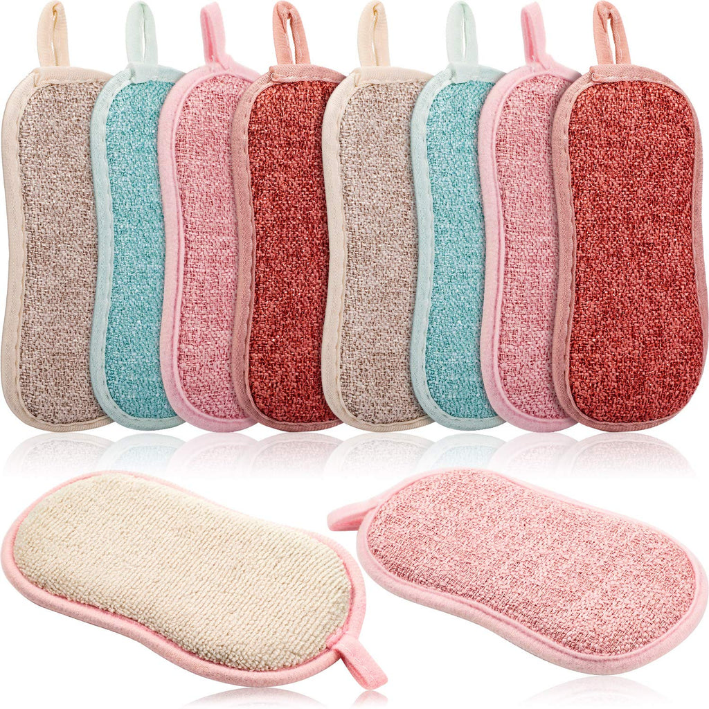 10 Pieces Reusable Sponges Kitchen Non Scratch Microfiber Sponge Scrubber Sponge Reusable Scouring Pads Dish Sponge for Kitchen Cleaning Dishes and Pots