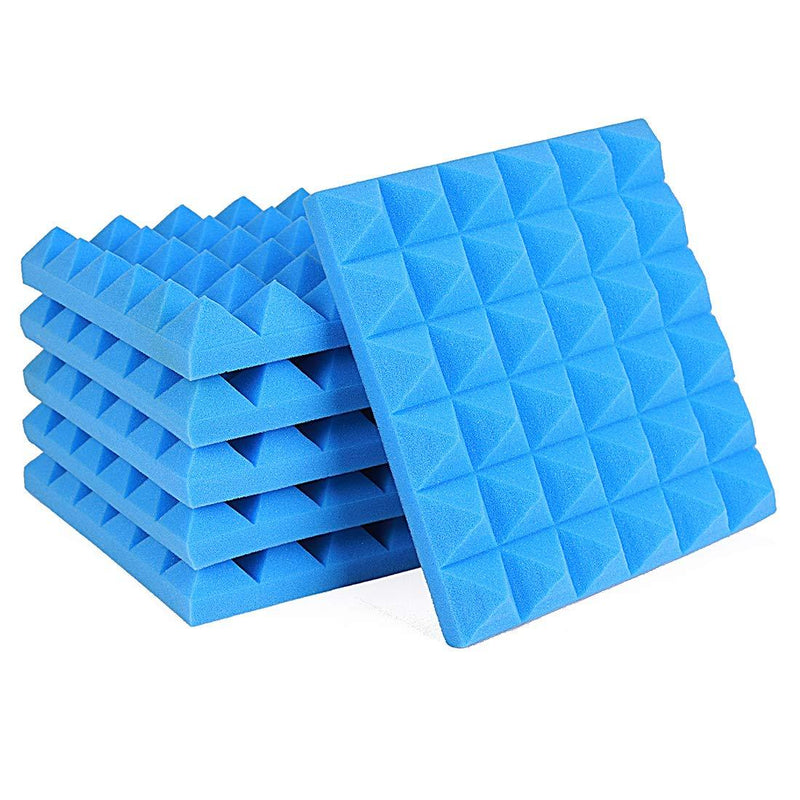 [AUSTRALIA] - Acoustic Foam Panels, Sound Foam Absorption Pyramid Studio Treatment Wall Panels, 2" X 12" X 12" SoundProof Padding Foam Panels,Studio Foam Pyramid Tiles (Blue) Blue 