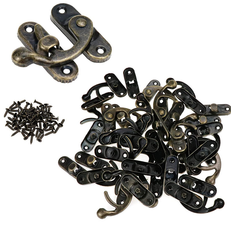 Bitray Antique Right Latch Hook Hasp Bronze Tone Jewelry Box Hasp Catch with Screws - 20pcs Medium
