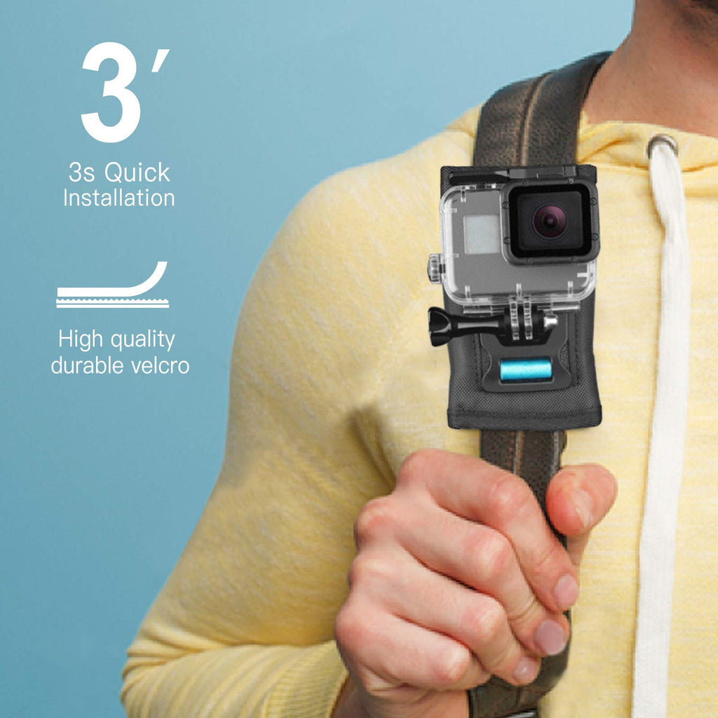 D&F Backpack Shoulder Strap Mount with Quick Release Buckle for GoPro Hero 8 Hero 7/(2018)/6/5/4/Fusion/Session and Other Action Cameras