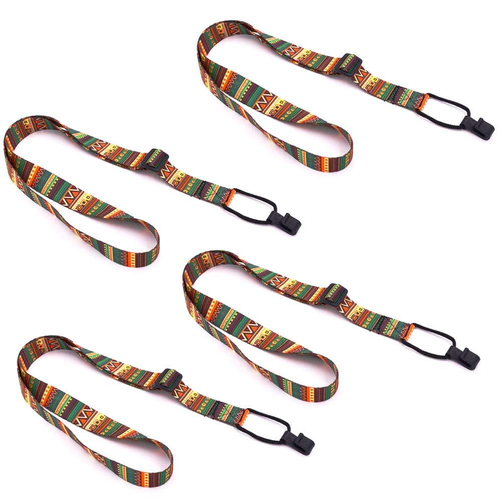Liyafy Adjustable Woven Ukulele Strap with J Hook Retro Ethnic Printed Style Neck Belt Fit Most Size Ukulele 4Pcs