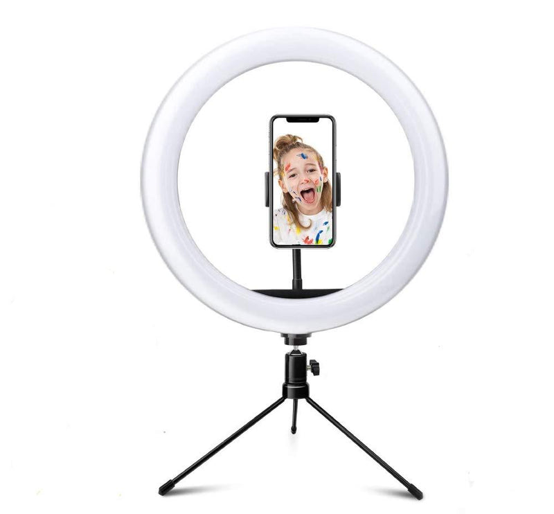 LED Selfie Ring Light 10" with Adjustable Tripod Stand, Bluetooth Remote Shutter for Live Stream/Makeup/YouTube Video/Photography, Compatible with iPhone & Android