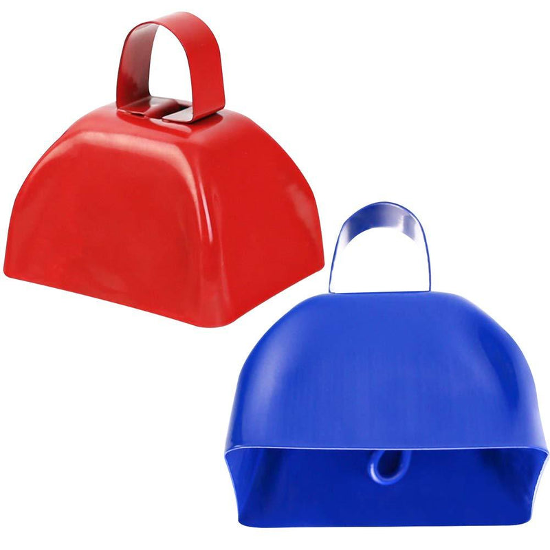 BigOtters Metal Cowbells, 2PCS 3 Inches School Cowbell with Handle Graduation Noisemakers for Sporting Events Football Games Wedding Door Decor