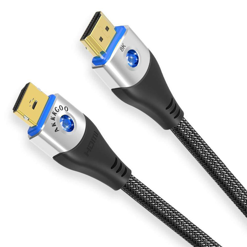 8K HDMI Cable 6.6ft, AKKKGOO HDMI 2.1 Cable, High Speed 48Gbps, 8K@60Hz 4K@120Hz eARC HDR10 4:4:4 HDCP 2.2 & 2.3 Compatible with Dolby Vision, Xbox, PS4, PS5, UHD TV, Monitor 6.6ft/2m