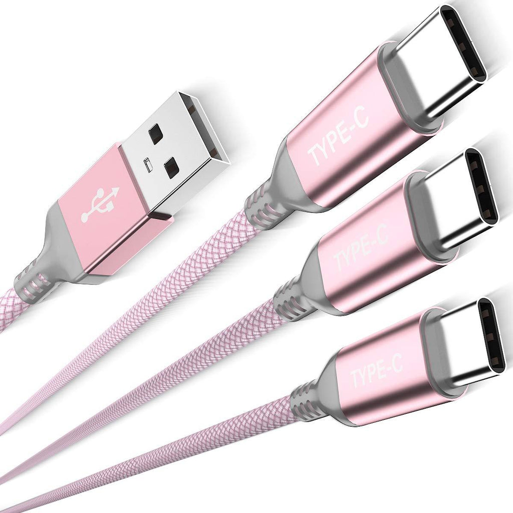 USB Type C Charger Cable 3-Pack 1.5/3.3/6.6FT,Charging Cord for Samsung Galaxy S9 S10 S10E 10 S20 Ultra S21 Plus Note 20 21,Moto Z3 Z4 G7 G8 G9 Play Power G Pro Fast Stylus,Motorola Razr Edge One 5G Rose Gold