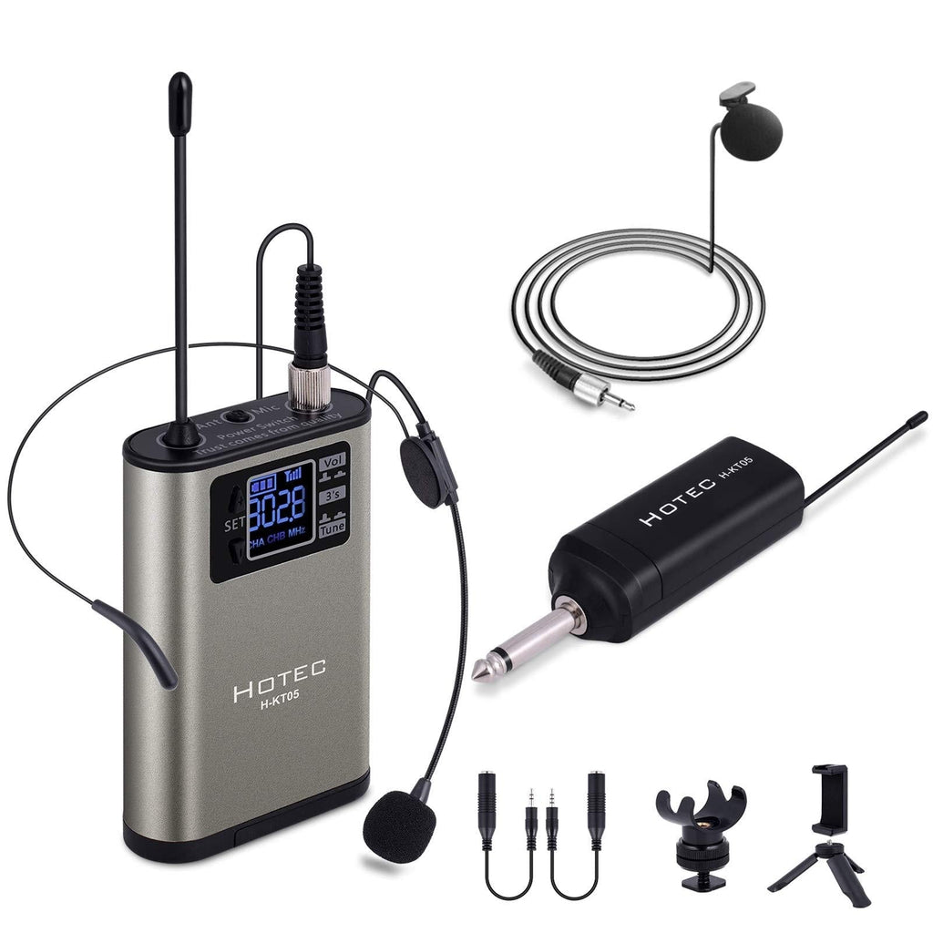 [AUSTRALIA] - Hotec UHF Wireless Headset Lavalier Lapel Microphone 1/4" Output for Speech Over PA Speakers and Vlogging on Phones and DSLR Cameras (H-KT05) 