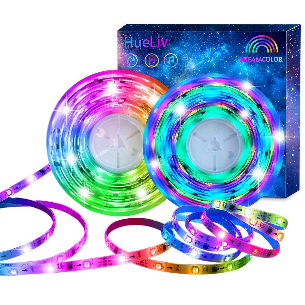 [AUSTRALIA] - HueLiv Rainbow RGB LED Strip Lights 32.8FT Dreamcolor Color Changing Tape Lights 300 LEDs with Remote Control Sync Music for Bedroom, Kitchen, Party Waterproof 