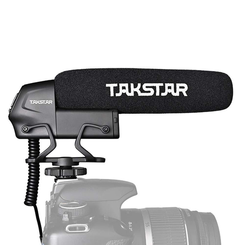 TAKSTAR SGC-600 On-Camera Condenser Interview Microphone 3.5mm Plug with Windscreen Cold Shoe Mount Compatible with Canon Nikon Sony DSLR Cameras Camcorders