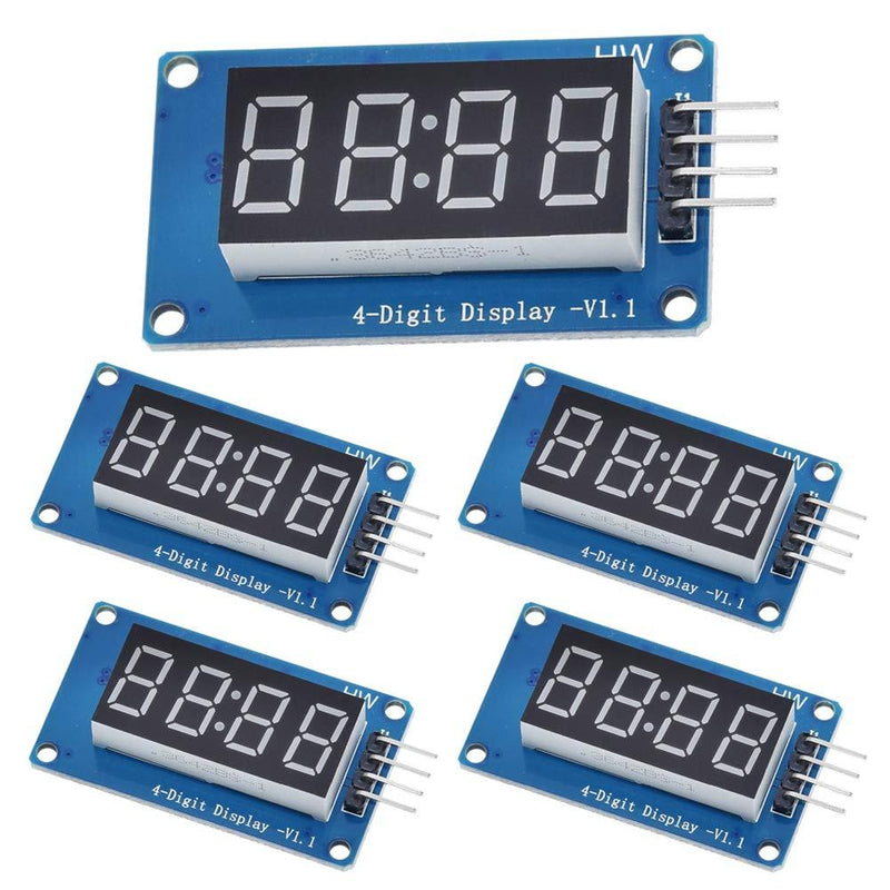 ANMBEST 5PCS TM1637 4 Bits Digital LED Display Module with Clock Display 0.36 inch Common Anode Digital Tube Board for Arduino Raspberry Pi