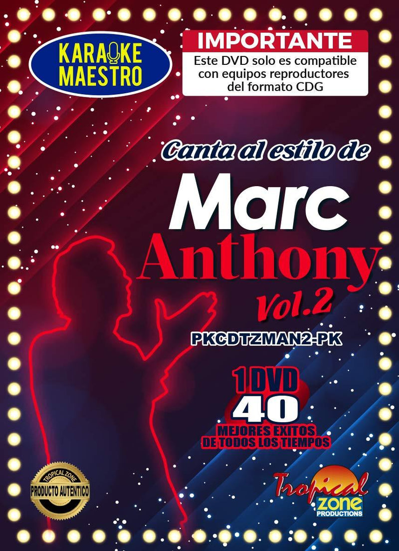 Karaoke Marc Anthony Vol. 2 DVD 40 Best Songs Ever